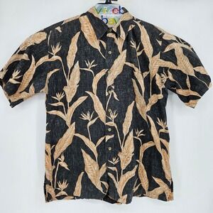 Cooke Street Hawaiian Shirt Mens XL Reverse Print Tropical Leaves Short Sleeve